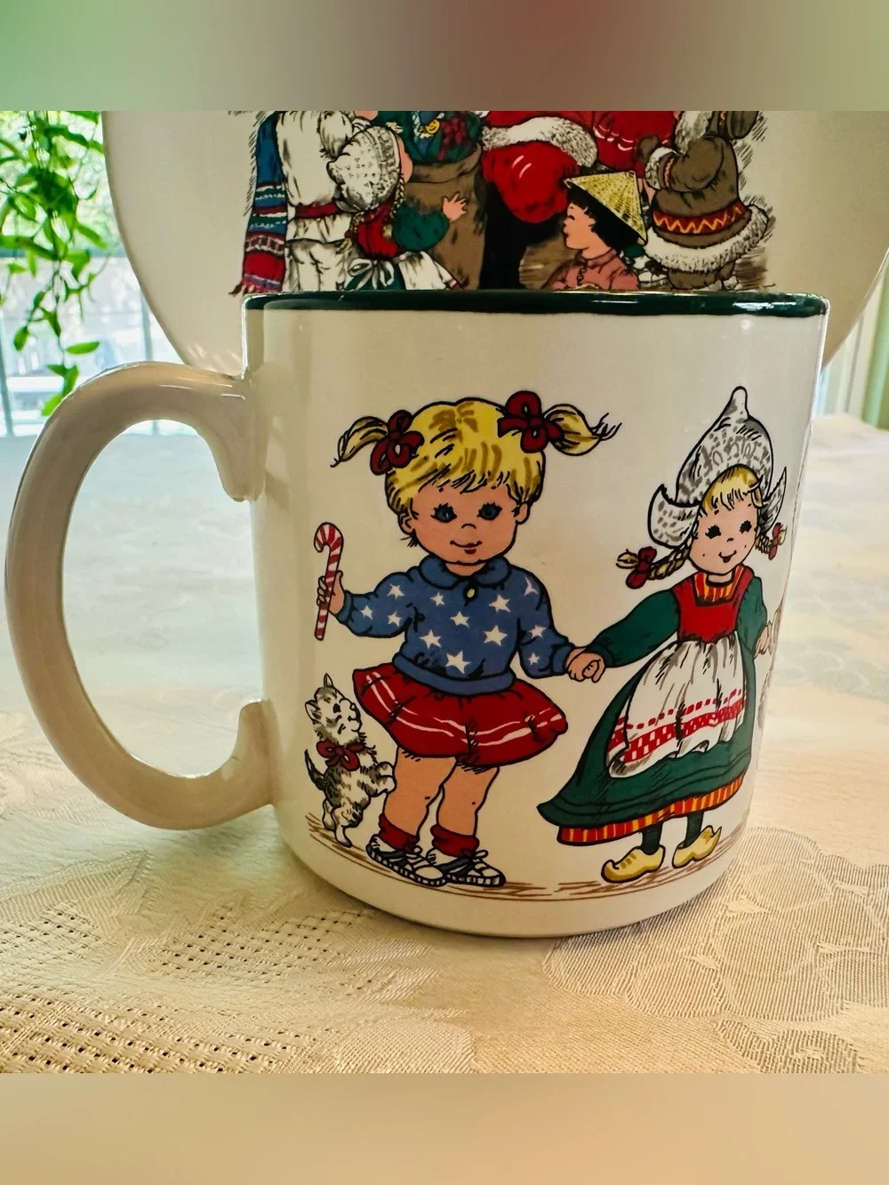 Vtg 1992 Potpourri Press Christmas Plate & Mug Set 